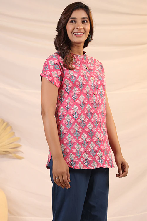 Shuddhi Pink And Green Shirt - Image 6