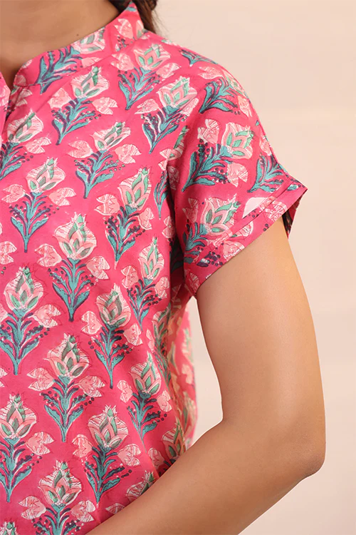 Shuddhi Pink And Green Shirt - Image 8