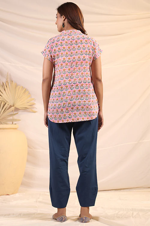 Shuddhi Pink And Yellow Shirt - Image 5