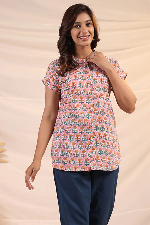 Shuddhi Pink And Yellow Shirt - Image 6