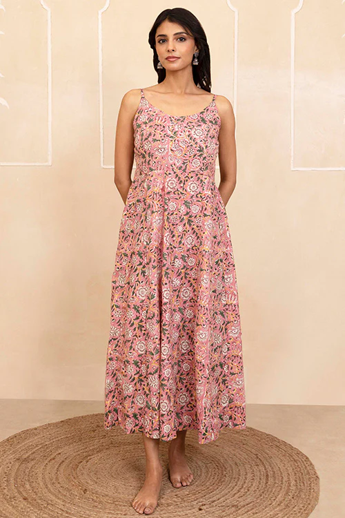 Shuddhi Pink Spaghetti Dress - Image 5