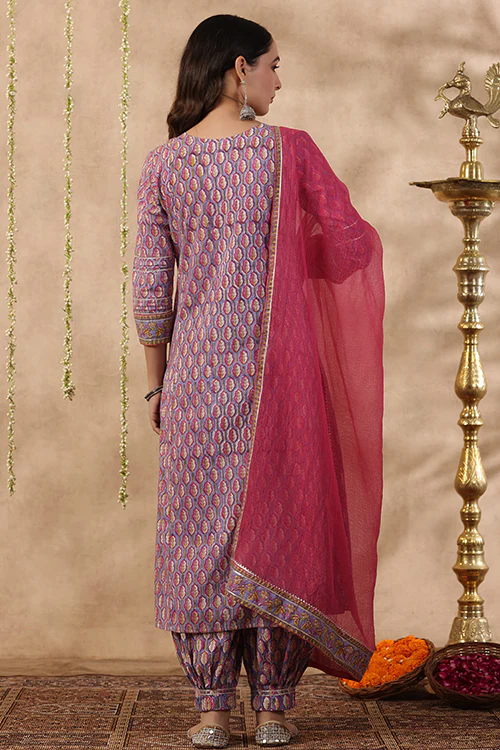 Shuddhi Purple And Red 3 Piece Kurta Set - Image 10