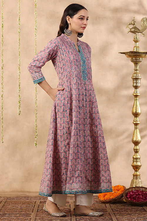 Shuddhi Purple And Teal Green Piece Kurta And Duppatta Set - Image 11