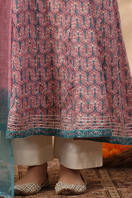 Shuddhi Purple And Teal Green Piece Kurta And Duppatta Set - Image 8