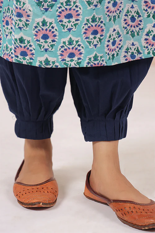 Shuddhi Sea Green And Blue A Line Kurta - Image 6