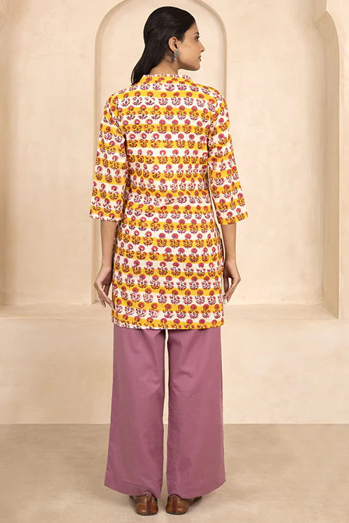 Shuddhi Teal Green Handblock Printed Short Kurti - Image 5