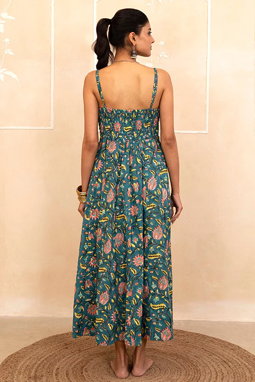 Shuddhi Teal Spaghetti Dress - Image 3