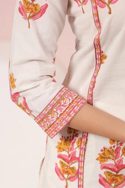 Shuddhi  White And Pink Kurta And Pant Set - Image 8