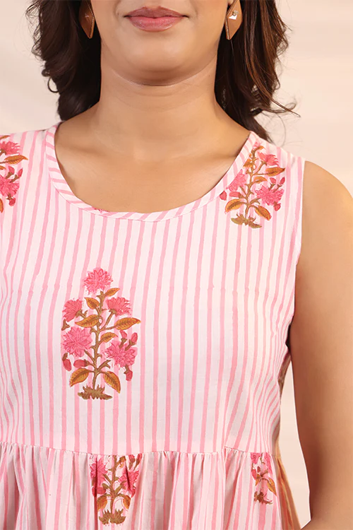 Shuddhi White And Pink Tier Dress - Image 3
