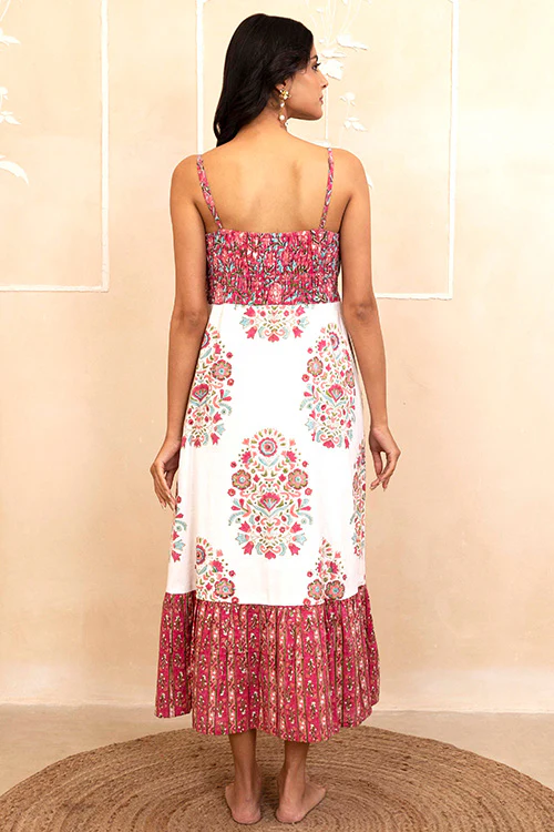 Shuddhi White and Red Spaghetti Dress - Image 3