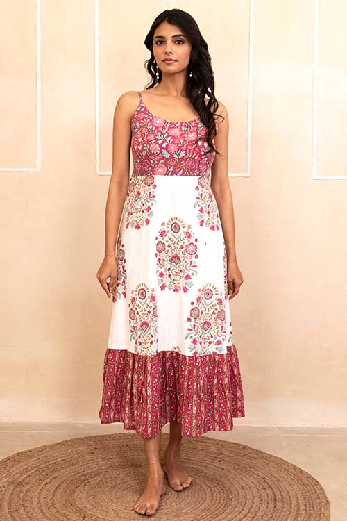 Shuddhi White and Red Spaghetti Dress - Image 5