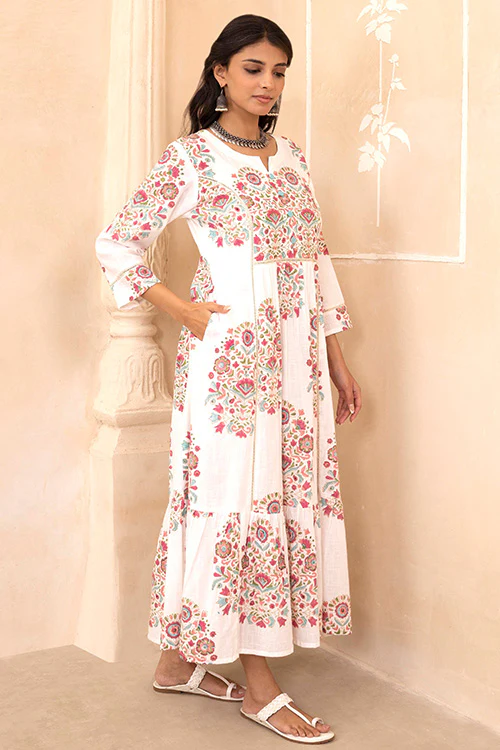 Shuddhi White Mughal Motif Dress - Image 2