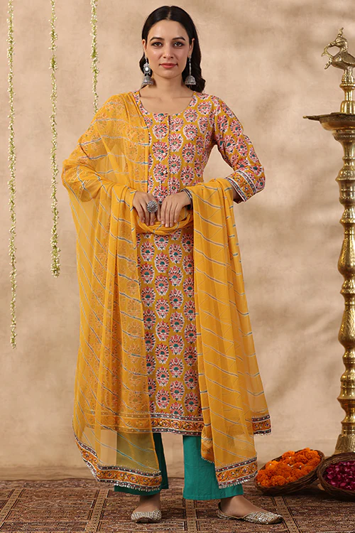 Shuddhi Yeallow And Blue 2 Piece Set - Image 13