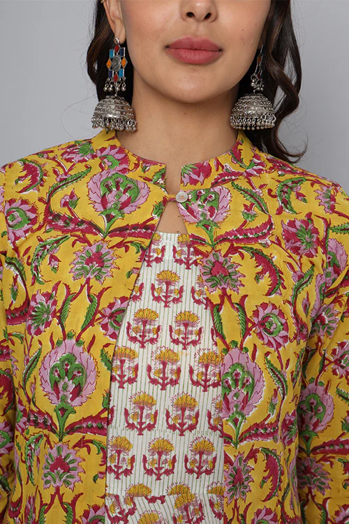 Shuddhi Yellow And Pink Double Dress - Image 2