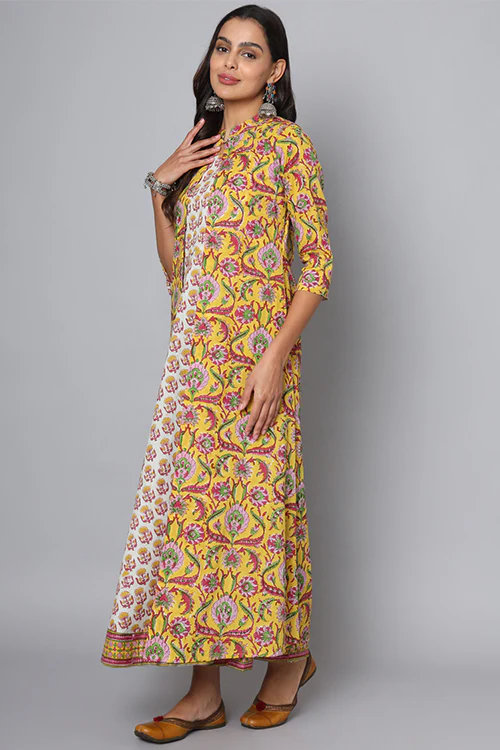 Shuddhi Yellow And Pink Double Dress - Image 5