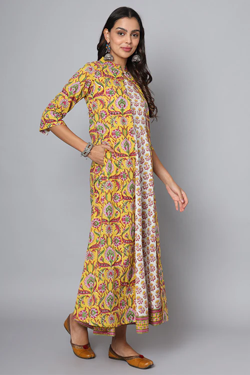 Shuddhi Yellow And Pink Double Dress - Image 6