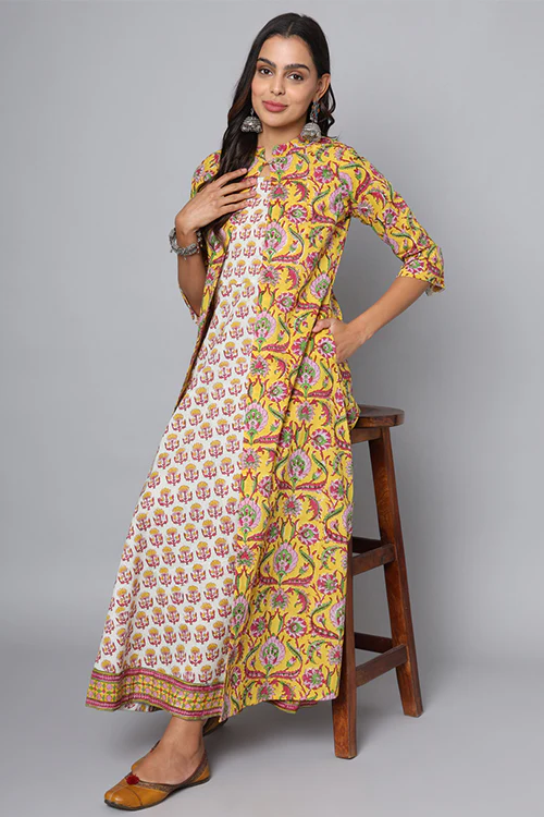 Shuddhi Yellow And Pink Double Dress - Image 7