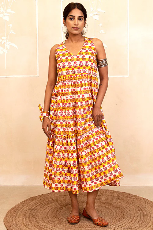 Shuddhi Yellow Halter Neck Dress
