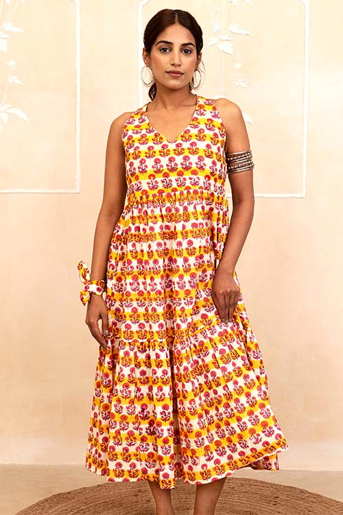 Shuddhi Yellow Halter Neck Dress - Image 4