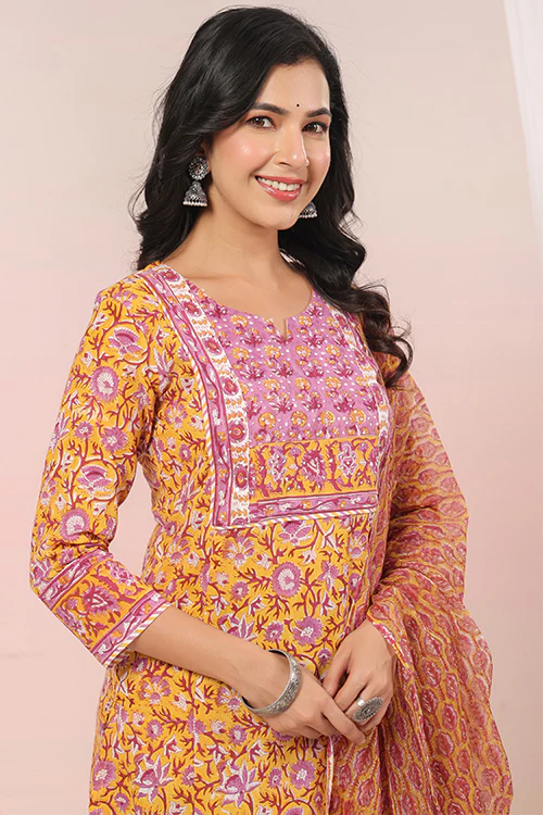Shuddhi Yellow Kurta And Duppatta Set - Image 2