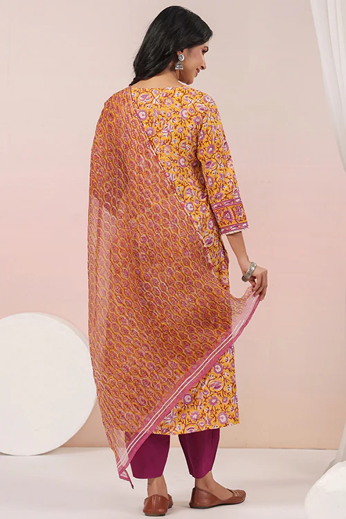 Shuddhi Yellow Kurta And Duppatta Set - Image 5