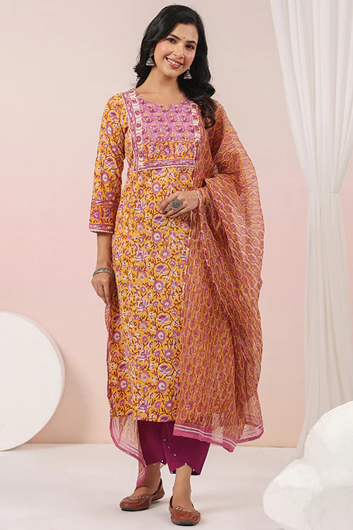 Shuddhi Yellow Kurta And Duppatta Set - Image 6