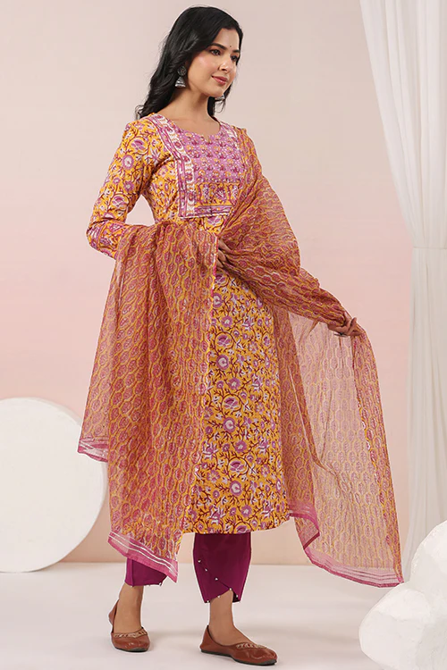 Shuddhi Yellow Kurta And Duppatta Set - Image 8