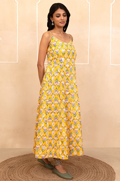 Shuddhi Yellow spaghetti Dress - Image 2