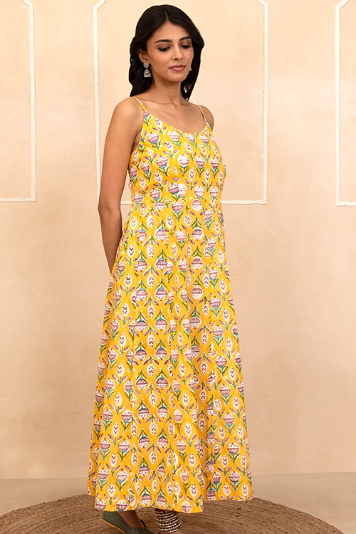 Shuddhi Yellow spaghetti Dress - Image 4
