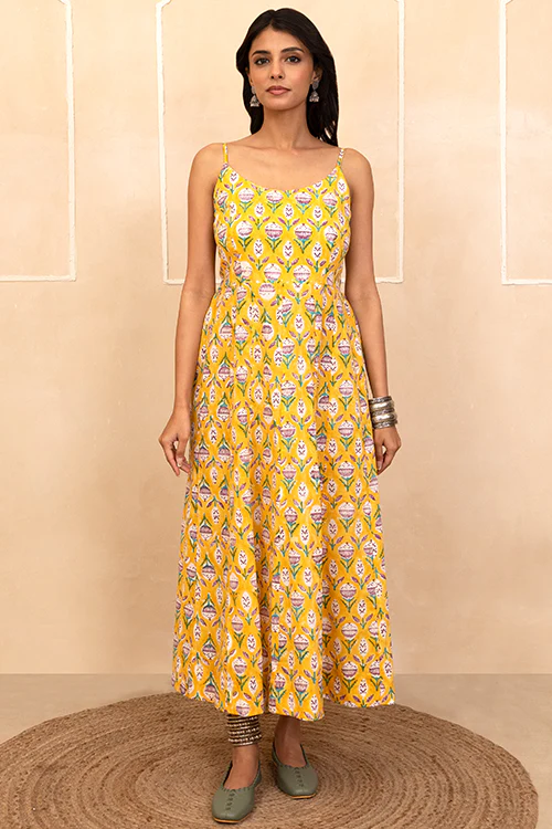 Shuddhi Yellow spaghetti Dress - Image 5