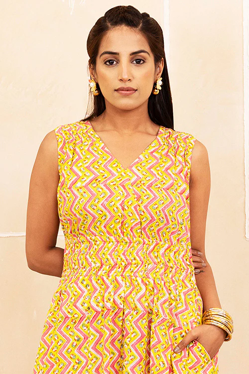 Shuddhi Yellow Tiered Dress - Image 2
