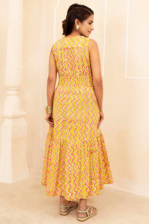 Shuddhi Yellow Tiered Dress - Image 3