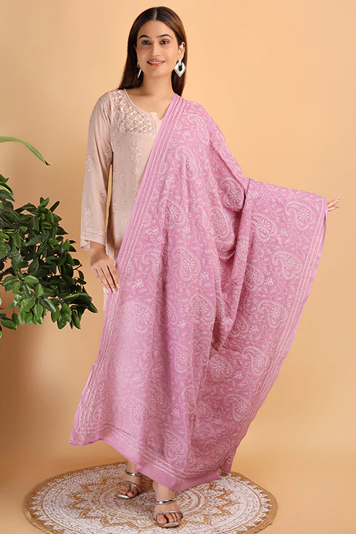 Shwet "Pestal Hues" Move Chikankari Cotton Dupatta