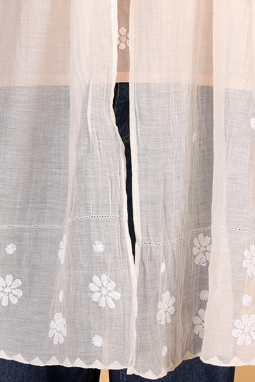 Shwet Women White stole Chikankari Chanderi Stole - Image 2