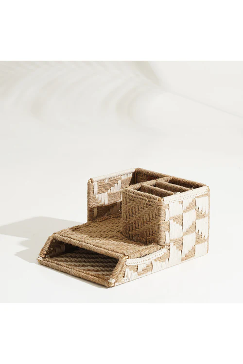 Sirohi Handcrafted Laptop Organiser | Jute & White - Image 3