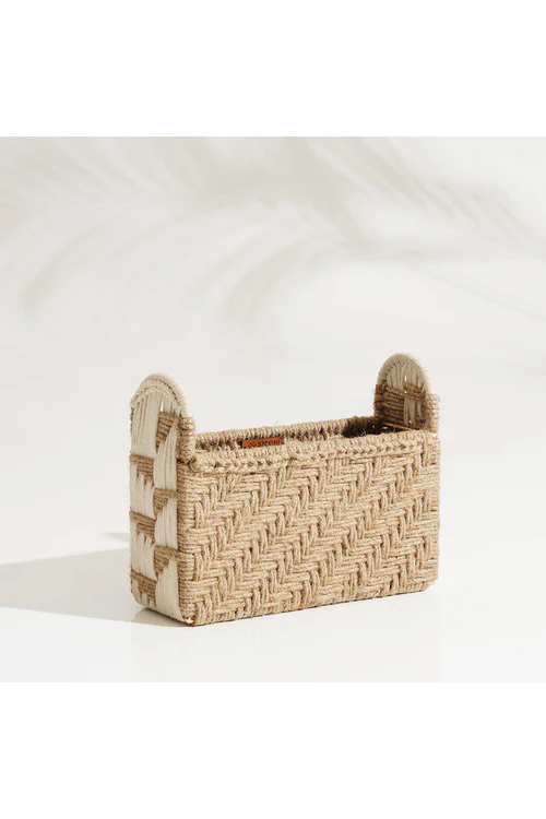 Sirohi Rustic Reverie Magazine Organizer | Jute & White - Image 4