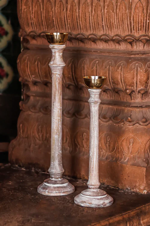 Sirohi White Wood Candlestands - Image 4