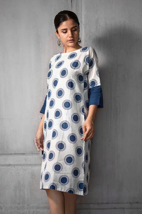 Creative Bee 'HILDA' Natural Indigo Dyed Hand Block Printed Pure Cotton Dress - Image 3
