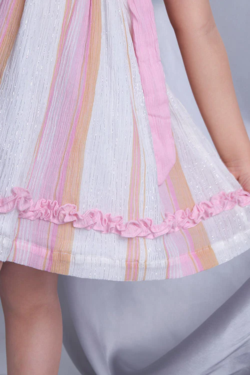 Soleilclo "Blush Glam Lurex" Sleeveless Hand Embroidered Cotton Lurex Dress - Image 4
