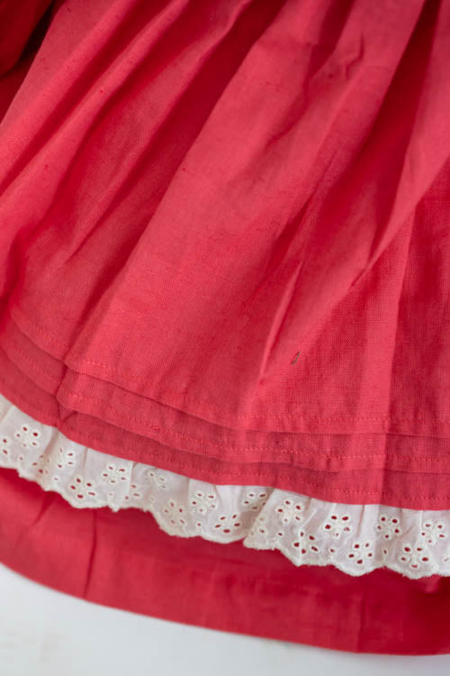 Soleilclo "Coral Pleated Yoke Embroidered Cotton Long Sleeves Dress" - Image 3