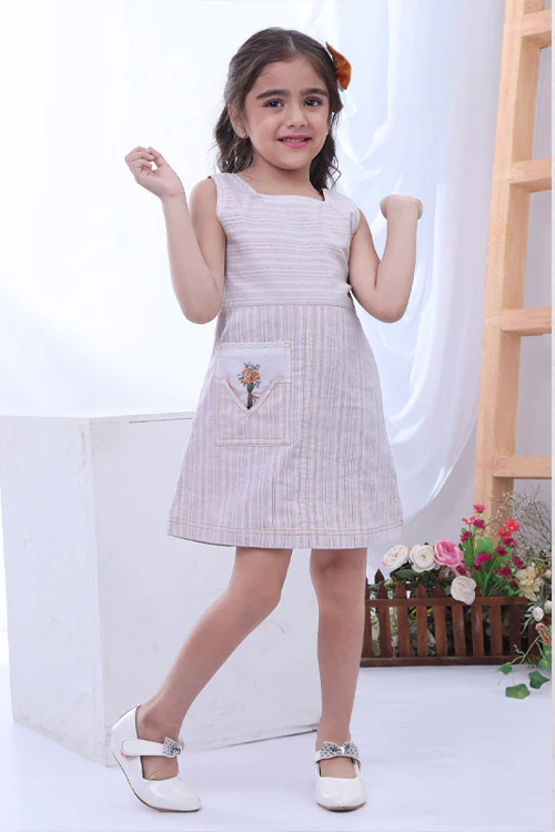 Soleilclo "Floral Bouquet" Sleeveless Hand Embroidered Cotton A-Line Dress - Image 8