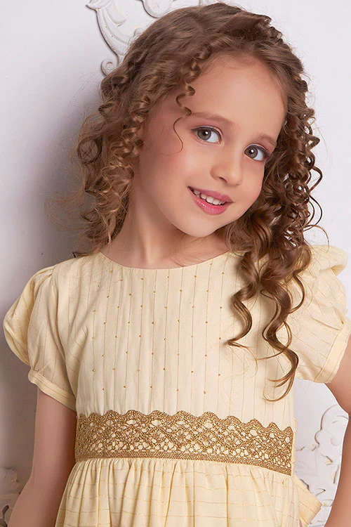 Soleilclo "Golden Glow" Short Sleeved Hand Embroidered Cotton Dress - Image 2
