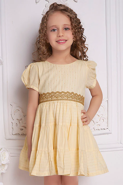 Soleilclo "Golden Glow" Short Sleeved Hand Embroidered Cotton Dress - Image 4