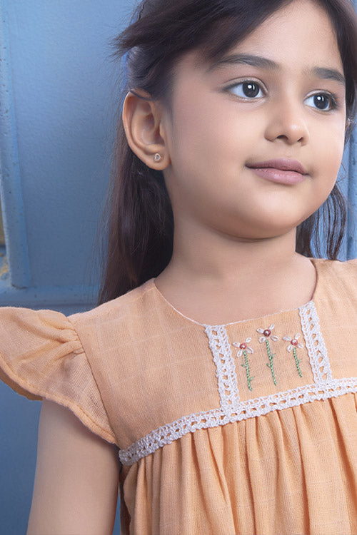 Soleilclo Hand Embroidered Flutter Sleeves Gauze Dress - Image 2