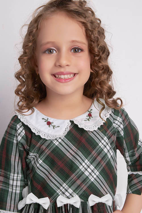 Soleilclo Hand Embroidered Tartan Cotton Dress - Image 2