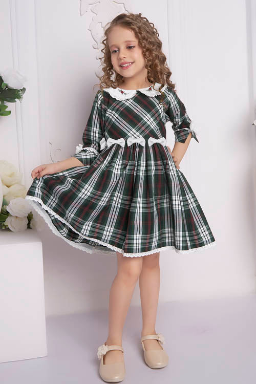 Soleilclo Hand Embroidered Tartan Cotton Dress - Image 3