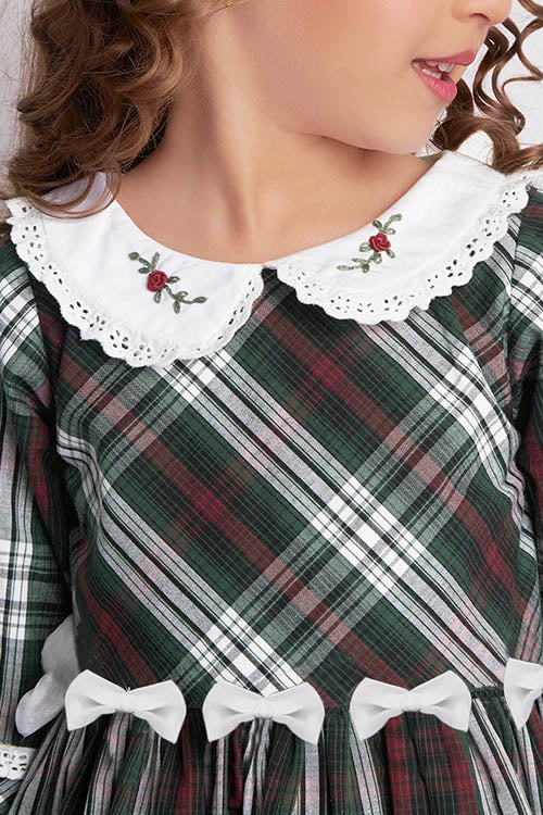Soleilclo Hand Embroidered Tartan Cotton Dress - Image 6