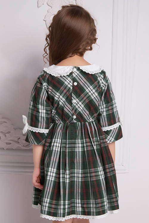 Soleilclo Hand Embroidered Tartan Cotton Dress - Image 7