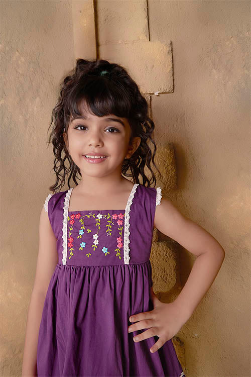 Soleilclo "Magenta Royalty" Sleeveless Hand Embroidered Cotton Dress - Image 2