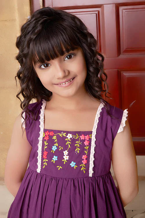 Soleilclo "Magenta Royalty" Sleeveless Hand Embroidered Cotton Dress - Image 5